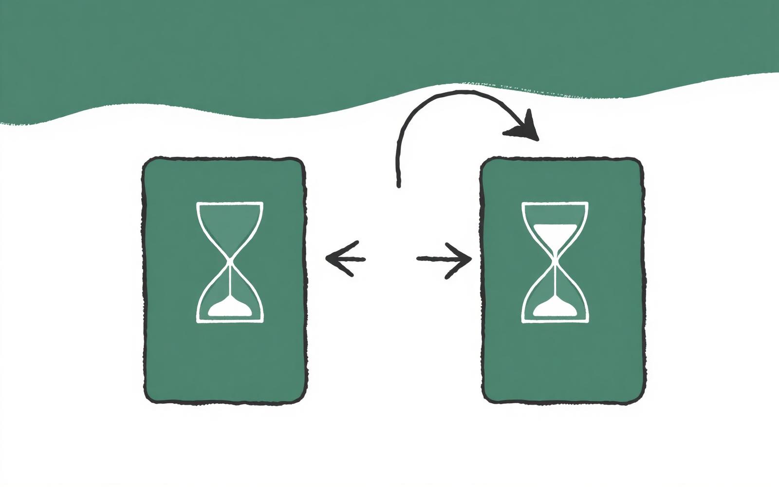 Editorial illustration of a balance transfer between two cards